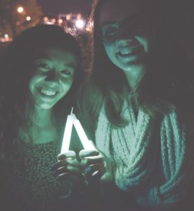 Krystiana Swain ’18, a board member of Active Minds, and Leeza Petrov ’18 participated in the “Walk into the Light" Vigil, which commemorates Mental Illness Awareness Week.